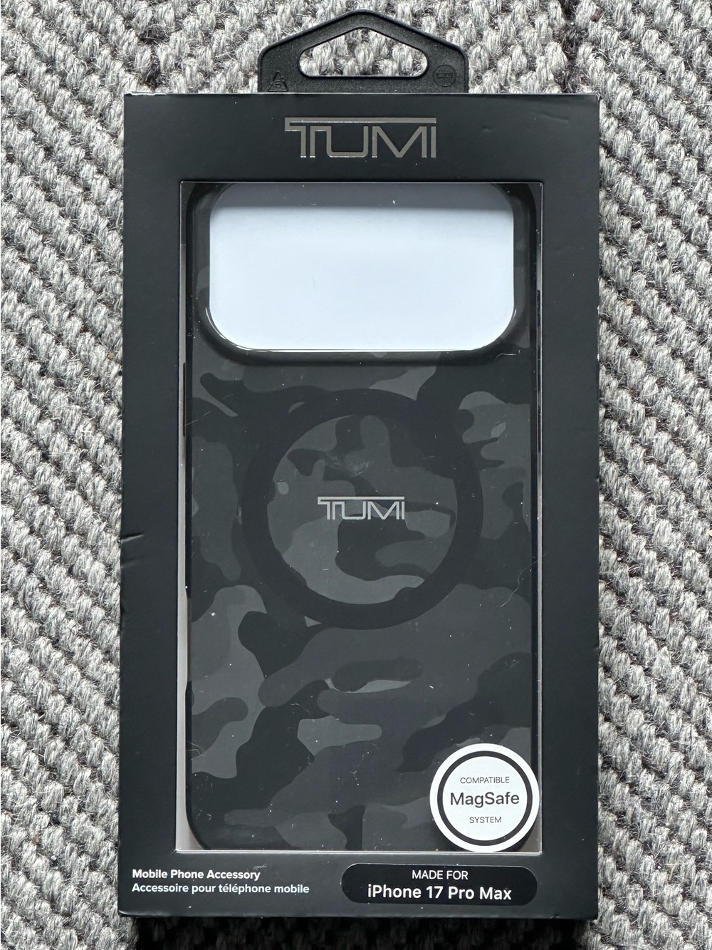 Tumi Black Camouflage MagSafe Case for iPhone 17 Pro Max - Black & Gray - NIB